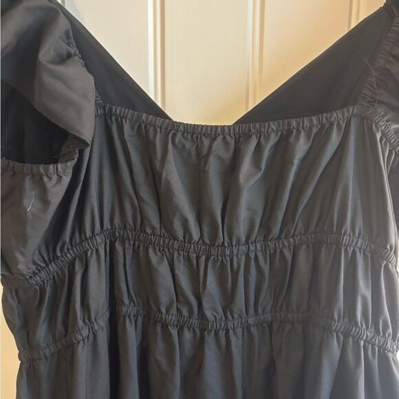 Entro Black Off-Shoulder Poplin Maxi Sundress Tiered with pockets - Picture 11 of 11